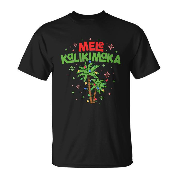 Mele Kalikimaka Hawaiian Christmas Palm Tree Lights Xmas Unisex T-Shirt