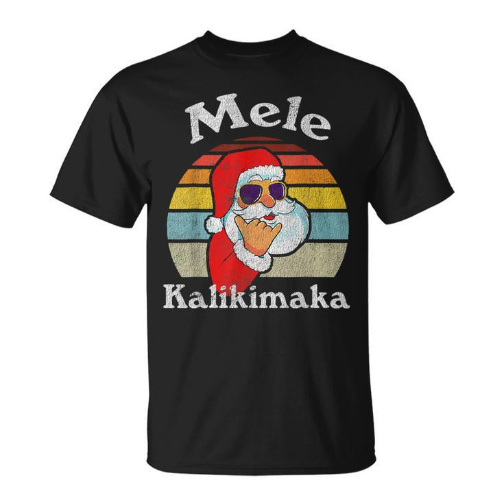 Mele Kalikimaka Retro Christmas Santa Shaka Hawaii V2T-shirt
