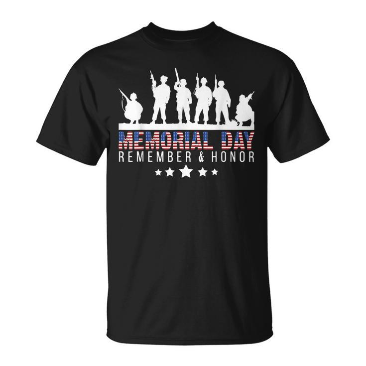 Memorial Day Remember Honor Veteran Usa Flag Pateriot Army  Unisex T-Shirt