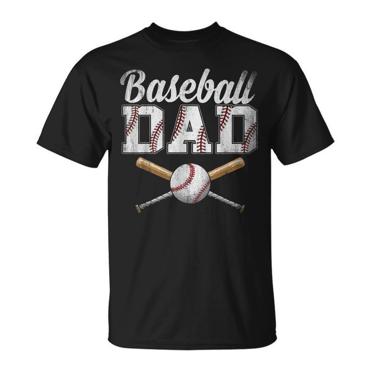 Mens Baseball Dad For Dad Fathers Day Baseball Lovers Unisex T-Shirt