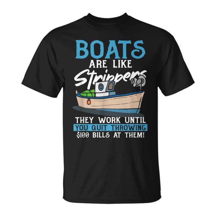 Mens Boats Pun - Boats Are Like Strippers Boat Owner Men's Back Print T ...