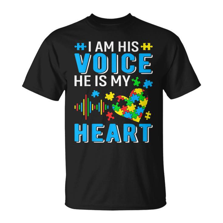 Mens I Am His Voice He Is My Heart Autism Awareness Autism Dad  Unisex T-Shirt