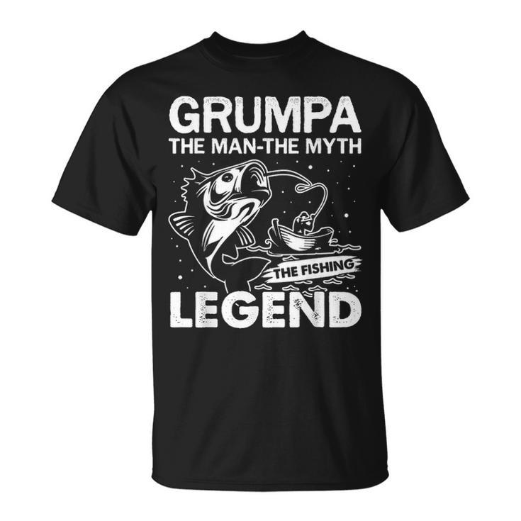 Mens Mens Grumpa Man Myth Fishing Legend Funny Fathers Day Gift Unisex T-Shirt