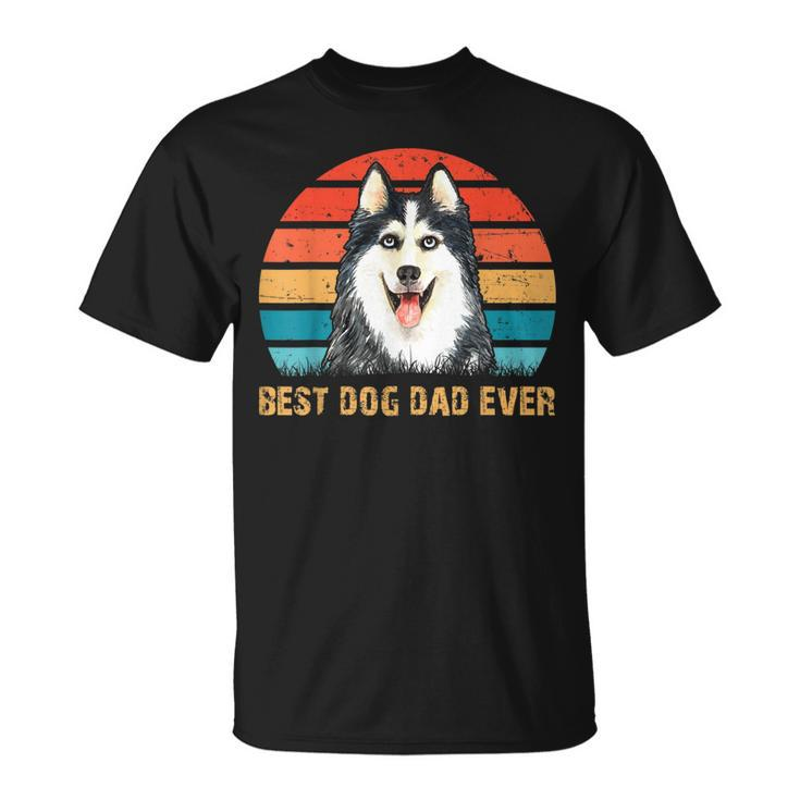 Mens Mens Quote Best Dog Dad Ever Vintage Siberian Husky Gift For Men Unisex T-Shirt
