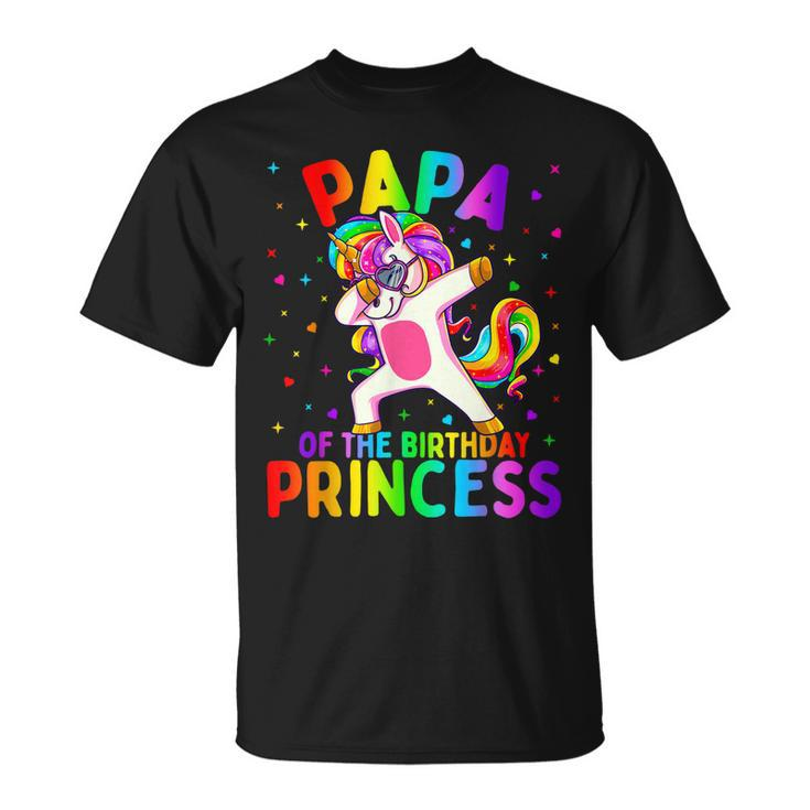 Mens Papa Of The Birthday Princess Girl Dabbing Unicorn  Unisex T-Shirt