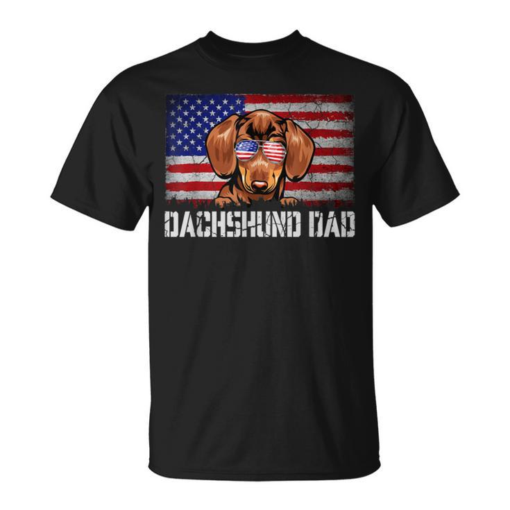 Mens Patriotic Dachshund Dad American Flag 4Th Of July  Bbmmkr Unisex T-Shirt