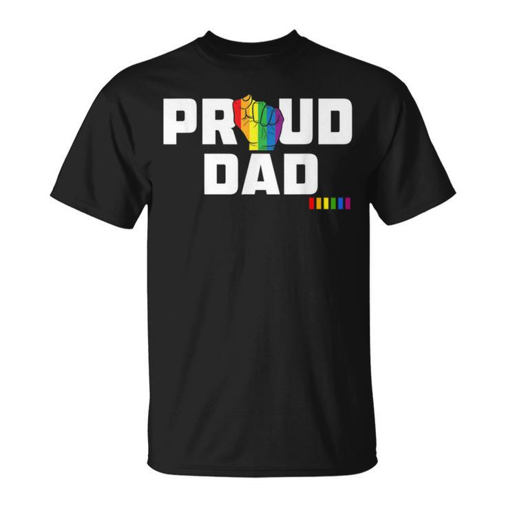 Mens Proud Dad Lgbt Gay Pride Month Lgbtq Rainbow Unisex T-Shirt