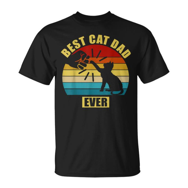 Mens Retro Vintage Best Cat Dad Ever Fist Bump Unisex T-Shirt