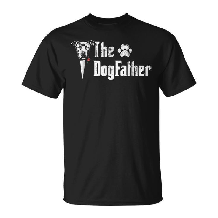 Mens The Dogfather Pitbull Dog Dad Tshirt Fathers Day Gift Unisex T-Shirt