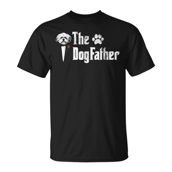 Mens The Dogfather Shih Tzu Dog Dad Tshirt Fathers Day Gift Unisex T-Shirt