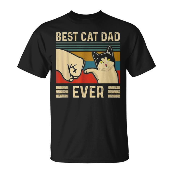 Mens Vintage Best Cat Dad Ever Bump Fit Fathers Day Gift Unisex T-Shirt