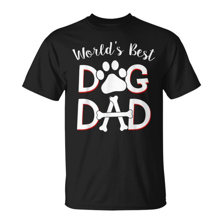 Mens Worlds Best Dog Dad Dog Owner Paw Print Gift For Mens Unisex T-Shirt