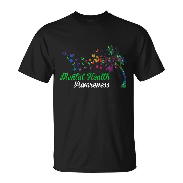 Mental Health Awareness Butterfly Tree Unisex T-Shirt