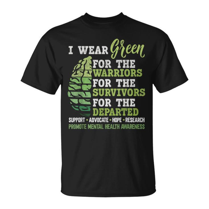 Mental Health Awareness Matters Support I Wear Green Warrior  Unisex T-Shirt