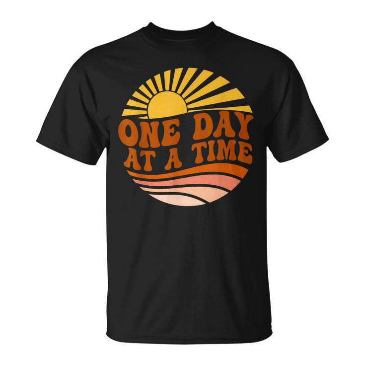 Mental Health Awareness One Day At A Time Retro Sunshine  Unisex T-Shirt