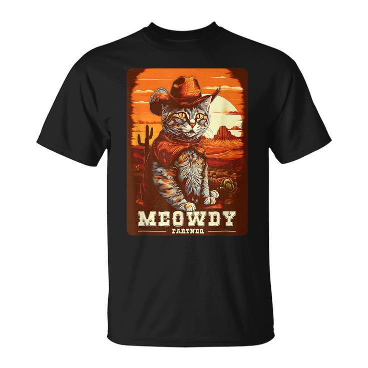 Meowdy Funny Country Music Cat Cowboy Hat Wanted Poster  Unisex T-Shirt