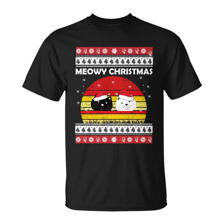 Meowy Cat Ugly Christmas Sweater Funny Gift Unisex T-Shirt