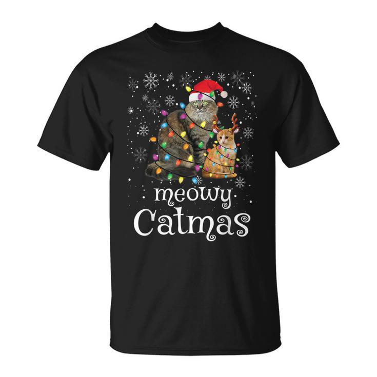 Meowy Catmas Santa Cat Merry Christmas Cat Lover T-shirt