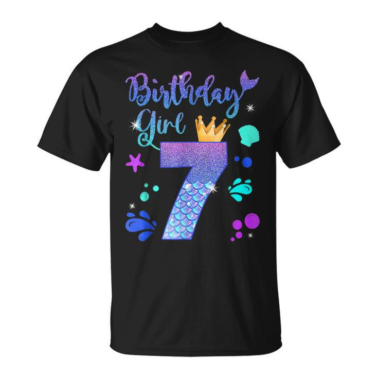 Mermaid Birthday Girl 7 Year Old Its My 7Th Bday Mermaid  Unisex T-Shirt