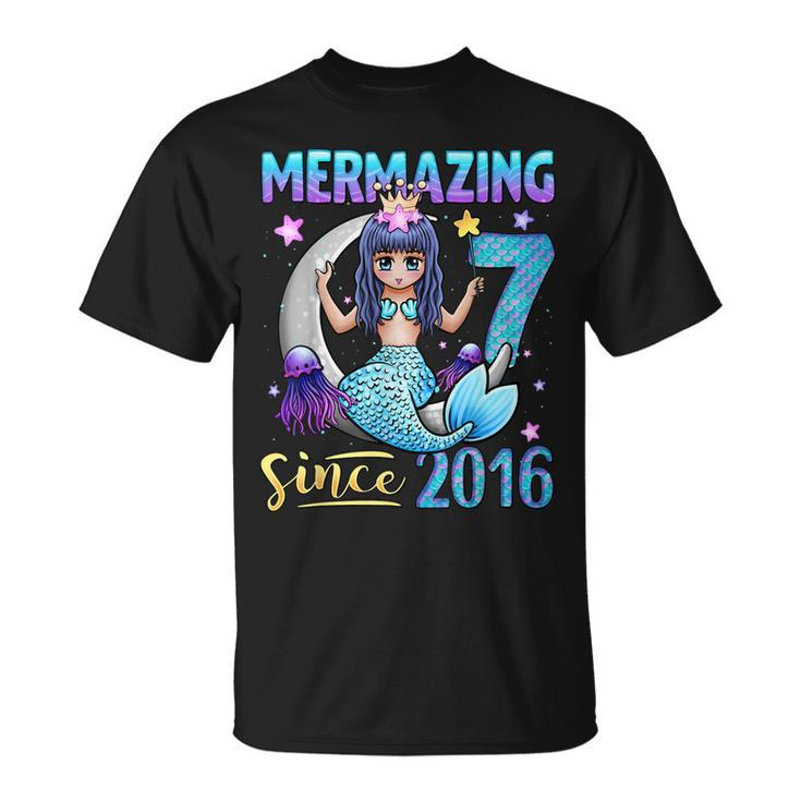 Mermaid Birthday Girl 7 Years Old Mermaid 7Th Birthday Girls  Unisex T-Shirt