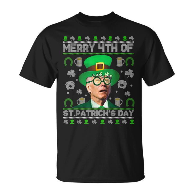 Merry 4Th Of St Patricks Day Joe Biden Leprechaun Hat Ugly  Unisex T-Shirt