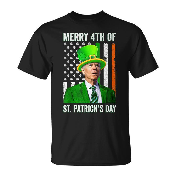 Merry 4Th Of St Patricks Day Joe Biden Leprechaun Hat V2 T-shirt - Thegiftio
