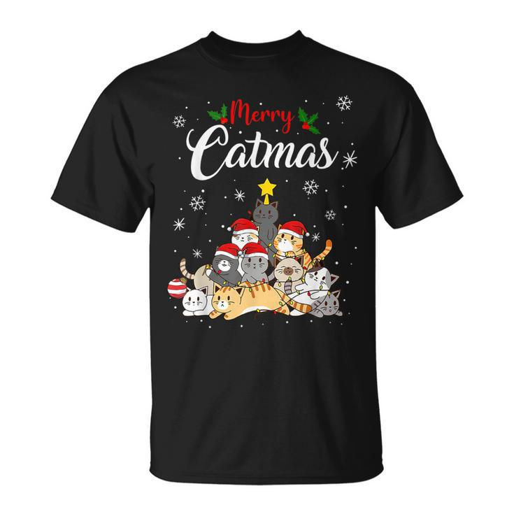 Merry Catmas Funny Cat Mom Cat Dad Christmas Cat Unisex T-Shirt