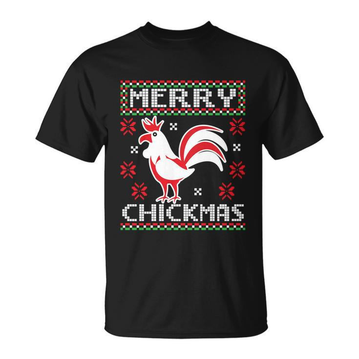 Merry Chickmas Chicken Ugly Christmas Sweater Gift Unisex T-Shirt