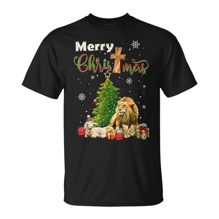 Merry Christmas Christian Lion Christmas Tree Xmas T-Shirt