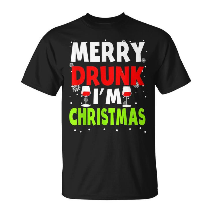 Merry Drunk Im Christmas Naughty Drinking Quotes T-shirt