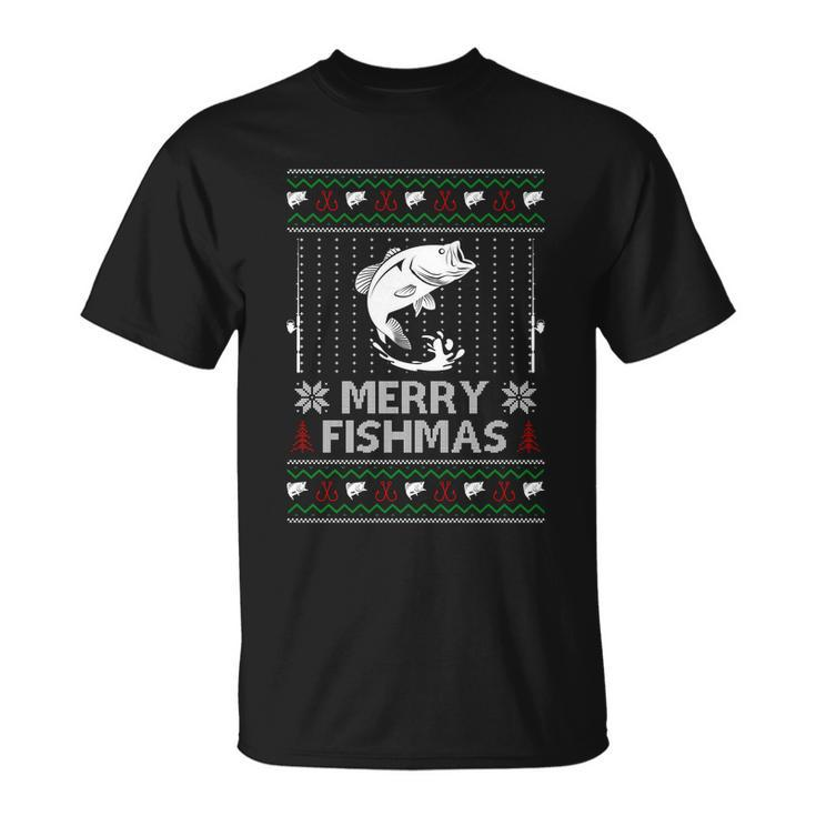 Merry Fishmas Funny Xmas Gift For Dad Fishing Ugly Christmas Cute Gift Unisex T-Shirt