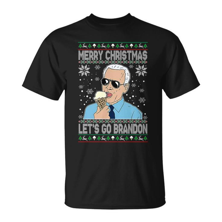 Merry Xmas Lets Go Brandon Ugly Christmas Sweater Ice Cream Unisex T-Shirt
