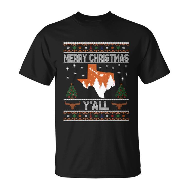 Merry Xmas Yall Texas Ugly Christmas Sweater Gift Unisex T-Shirt