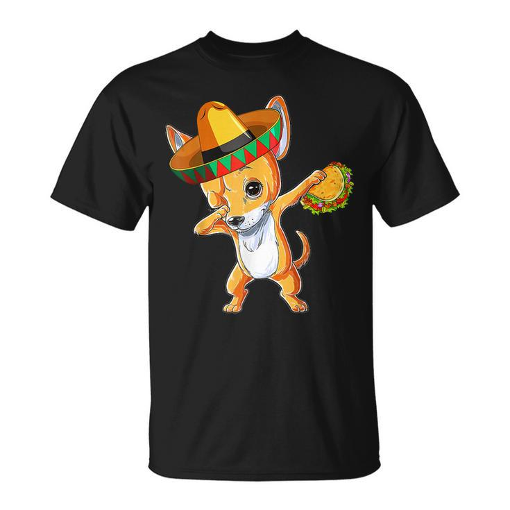 Mexican Chihuahua Dog Dabbing Sombrero Taco Cinco De Mayo  Unisex T-Shirt
