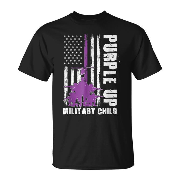 Military Child Month Us Flag Purple Up Military Kids Unisex T-Shirt