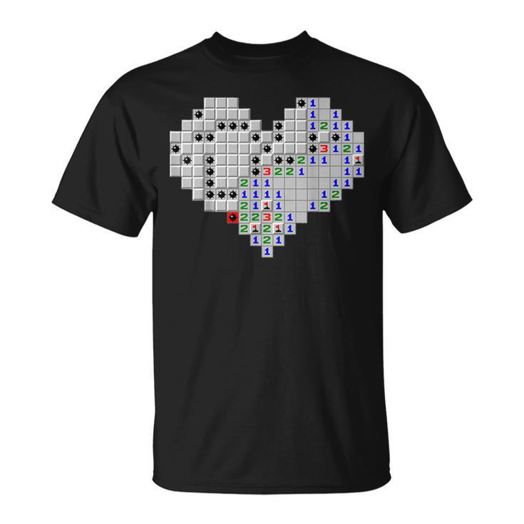 Minesweeper Heart Valentines Day T-shirt