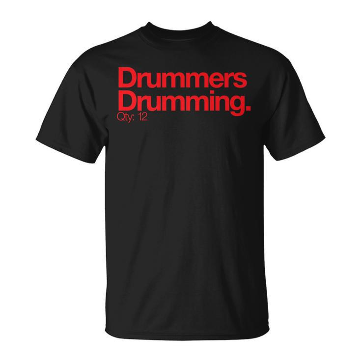 Minimalist Christmas Drummers Drumming Q 12 T-shirt