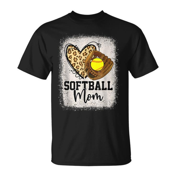 Mom Softball Leopard Softball Game Day Vibes Mothers Day  Unisex T-Shirt