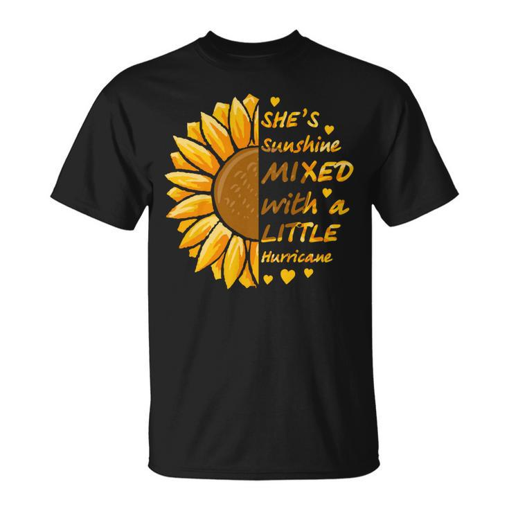 Mother Grandma Shes Sunshine Mixed With A Little Hurricane Sunflower Funny Mom Grandmother Unisex T-Shirt