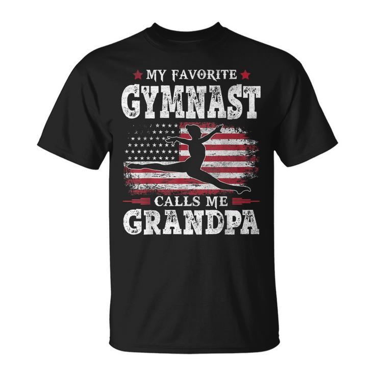 My Favorite Gymnast Calls Me Grandpa Usa Flag Father Gift Unisex T-Shirt