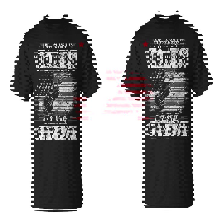 My Favorite Violinist Calls Me Grandma Usa Flag Mother Gift Unisex T-Shirt