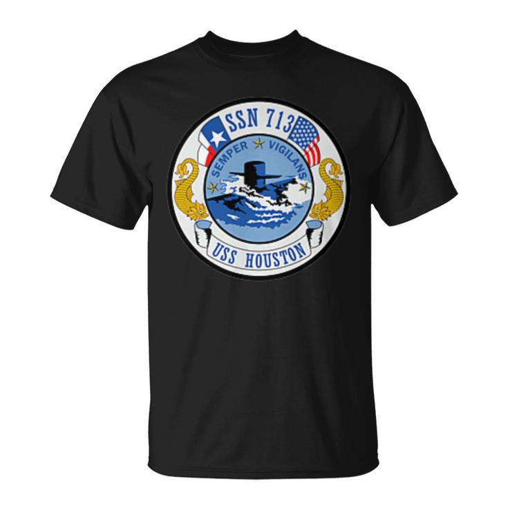 Navy Submarine Ssn 713 Uss Houston Military Veteran Patch T-Shirt