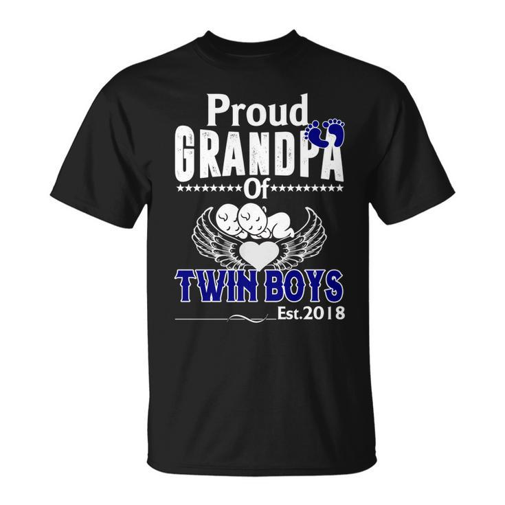 New Baby Gift Proud Grandpa Of Twin Boys Est2018 Unisex T-Shirt