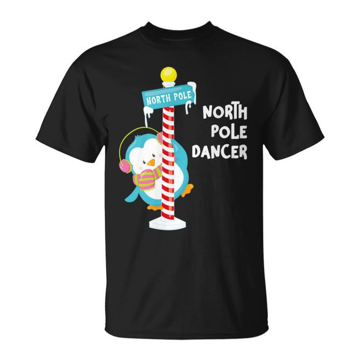 North Pole Dancer Penguin Christmas T-shirt
