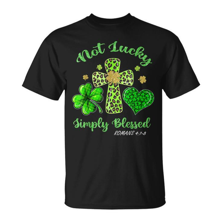 Not Lucky Simply Blessed Leopard Cross Shamrock St Patrick T-shirt