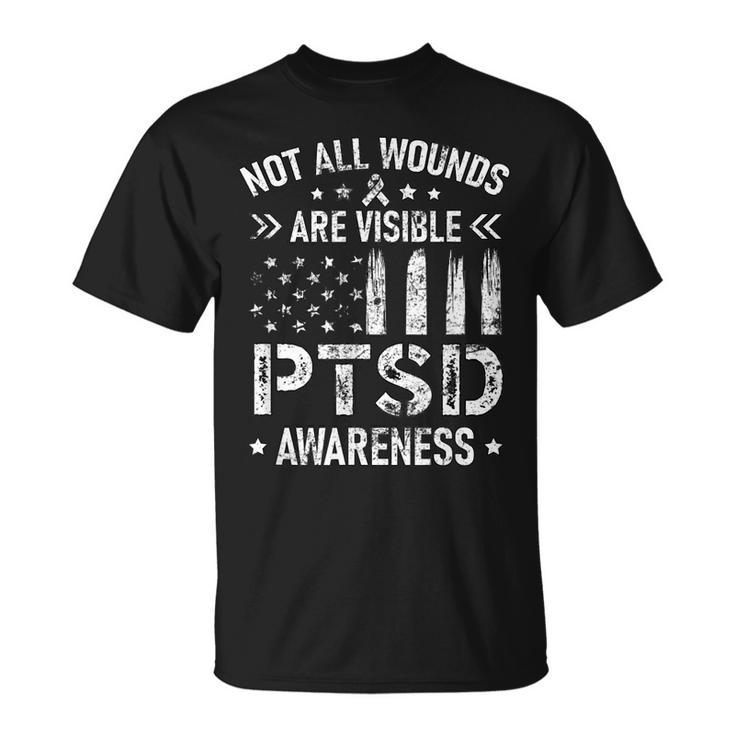 PTSD Not All Wounds Are Visible Men's Graphic Tee – Veteran Awareness, 100% Cotton, Short Sleeve