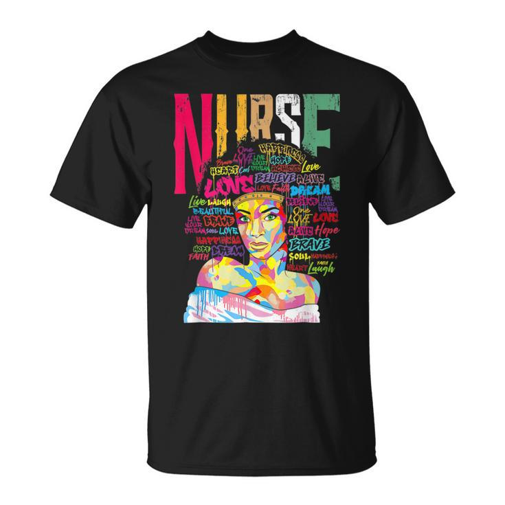 Nurse Black Woman Magic Afro Melanin Queen Black History T-Shirt