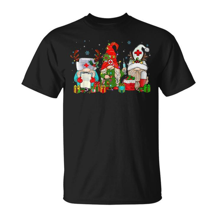 Nurse Christmas Gnomes Cute Xmas Scrub Top For Nurses Women T-shirt