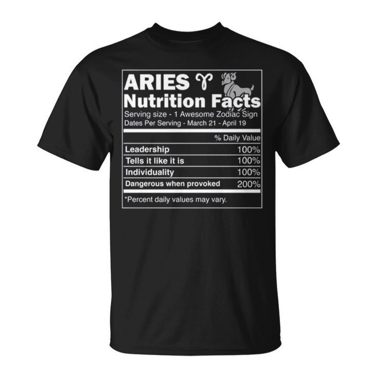 Nutrition Facts Horoscope Zodiac Aries Unisex T-Shirt