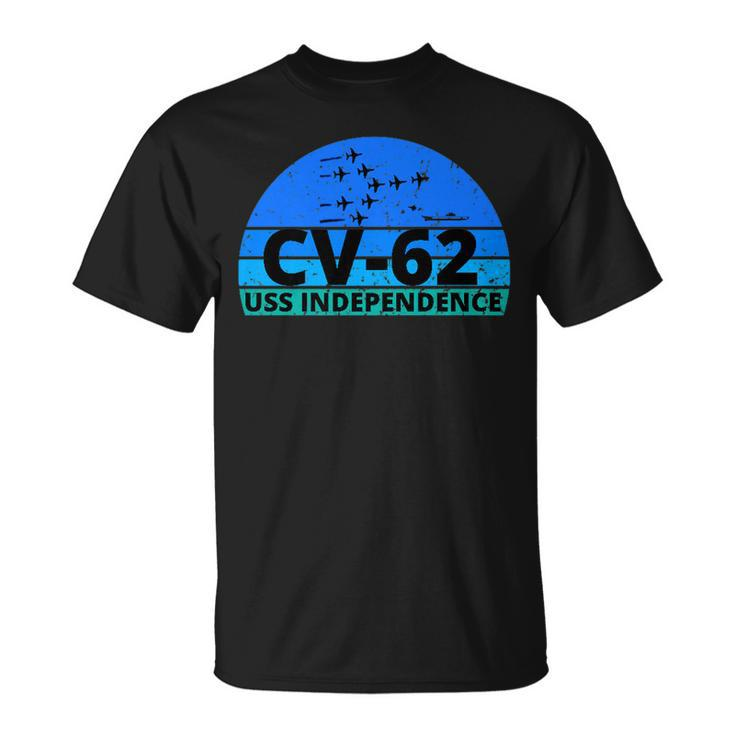 Ocean Blue Navy Aircraft Carrier Cv-62 Uss Independence T-Shirt